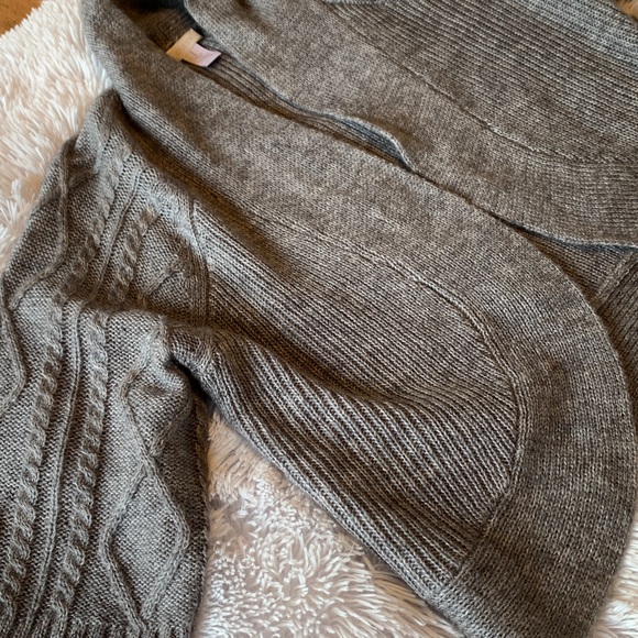 Chico's Gray Wool Blend Open Cardigan Soft Cable Knit Sweater - Picture 10 of 16